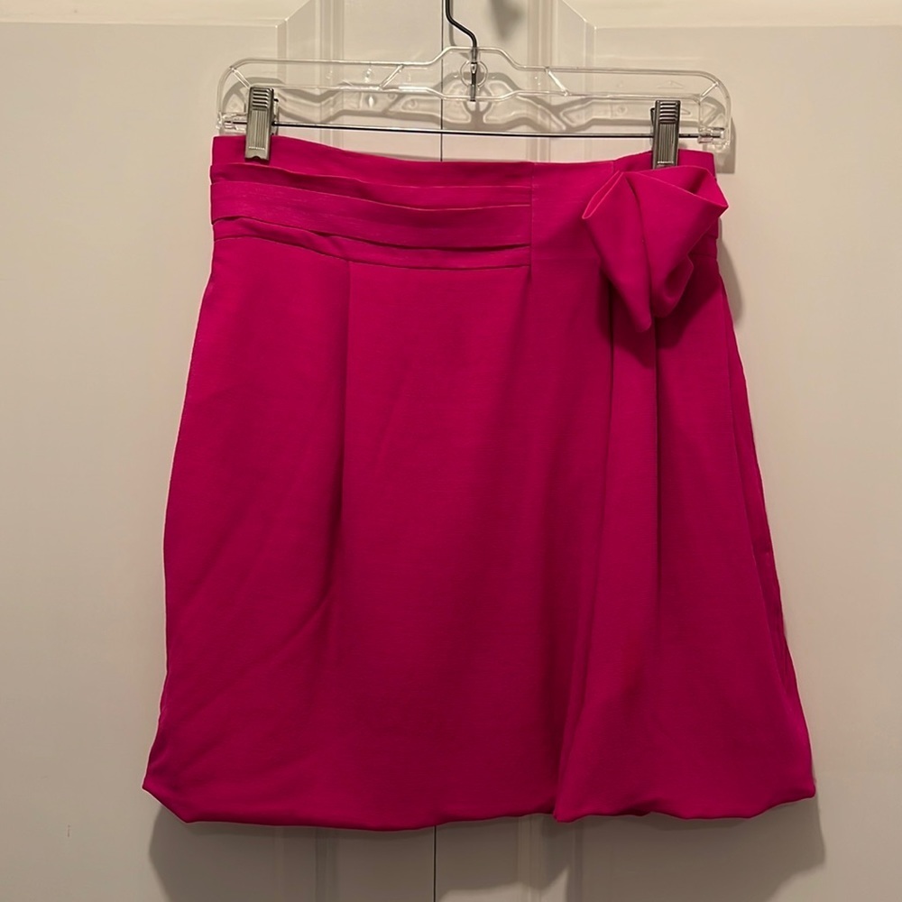 BCBG Runway Hot Pink Skirt with Bow and Side Pockets